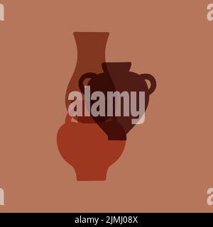 Verschiedene Keramikvasen Innenplakate. Elegante, moderne Karte im Boho-Stil. Vektorkonzept. Stock Vektor