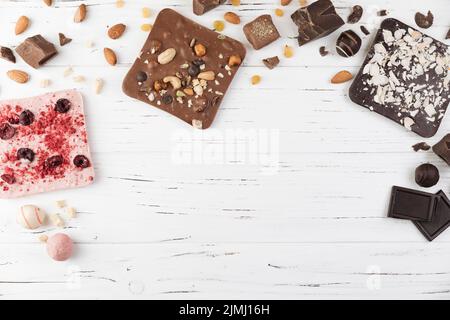 Schokoladenriegel von oben Stockfoto