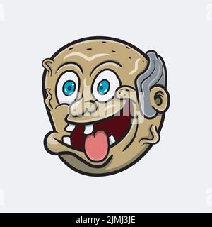 Ein Vektor-Illustration Maskottchen Cartoon-Figur eines lustigen alten Mannes mit kahlen Kopf und Lachen Ausdruck Stock Vektor