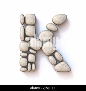 Pebble-Schrift Buchstabe K 3D Stockfoto