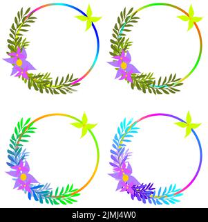 Eine Reihe von floralen kreisförmigen Symbolen Stock Vektor