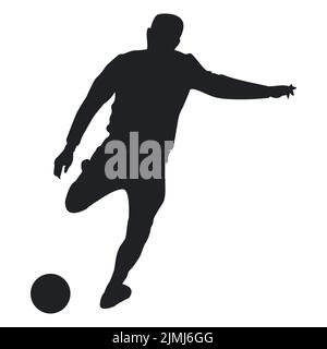 Eine Silhouette eines Fußballspielers auf weißem Hintergrund Stock Vektor
