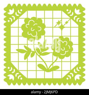 Ein Papel picado mit Blumenmuster auf weißem Hintergrund Stock Vektor