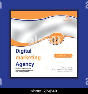 Entwerfen Sie weiße quadratische Webbanner für Social Media mit diagonalen transparenten Farbelementen. Quadratische Vorlagen für Werbung. Stock Vektor