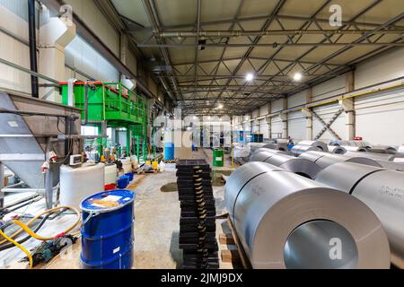 Das Innere der Metallwerkstatt. Moderne Industrieunternehmen. Stockfoto