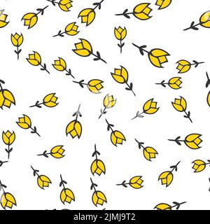 Einfache florale Struktur. Silhouetten von Blumen. Kleine Wiesenpflanzen. Sommer botanischen Hintergrund. Stock Vektor