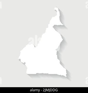 Einfache weiße Kamerun-Karte auf grauem Hintergrund, Vektor, Illustration, eps 10-Datei Stock Vektor