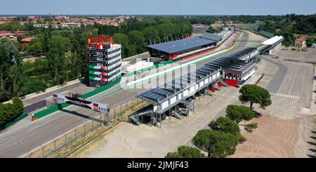 Luftaufnahme der Imola-Rennstrecke, Imola, Bologna, Emilia Romagna, Italien Stockfoto