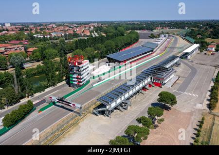 Luftaufnahme der Imola-Rennstrecke, Imola, Bologna, Emilia Romagna, Italien Stockfoto