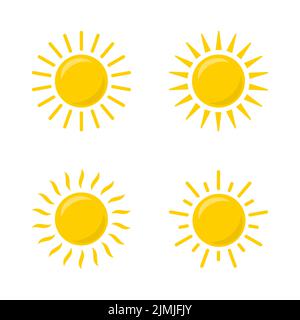 Sonnensymbol-Vektor auf weißem Hintergrund isoliert gesetzt Stock Vektor