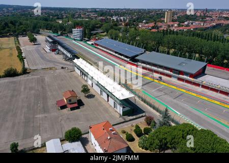 Luftaufnahme der Imola-Rennstrecke, Imola, Bologna, Emilia Romagna, Italien Stockfoto