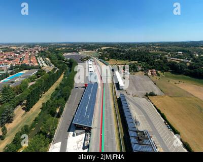 Luftaufnahme der Imola-Rennstrecke, Imola, Bologna, Emilia Romagna, Italien Stockfoto