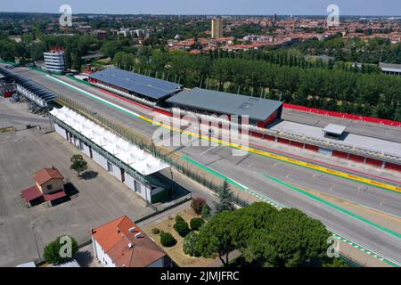 Luftaufnahme der Imola-Rennstrecke, Imola, Bologna, Emilia Romagna, Italien Stockfoto