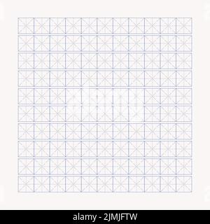 Arbeitsmappe zum Schreiben von Hieroglyphen. Liniertes Papier zum Drucken. Geometrisches Muster für die Schule. Realistisches liniertes Papier. Simulator zum Schreiben von Chinesisch Stock Vektor