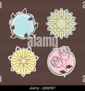 Icon-Set mit Blumenabzeichen Stock Vektor