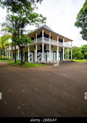 Kolonialvilla Mon Plaisir, Botanischer Garten Pamplemousses, Mauritius, Afrika Stockfoto