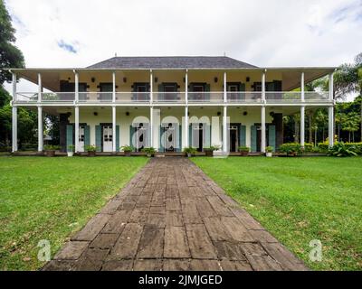 Kolonialvilla Mon Plaisir, Botanischer Garten Pamplemousses, Mauritius, Afrika Stockfoto