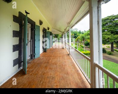 Kolonialvilla Mon Plaisir, Botanischer Garten Pamplemousses, Mauritius, Afrika Stockfoto