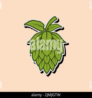 Hopfenblume Illustration für Bierbrauerei Logo Stock Vektor