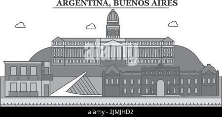 Argentinien, Buenos Aires Skyline isolierte Vektorgrafik, Ikonen Stock Vektor