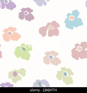 Nahtloses Blumenmuster mit Rosen auf Basis traditioneller Volkskunst-Ornamente. Bunte Blumen auf weißem Hintergrund. Doodle-Stil. Vektorgrafik Stock Vektor