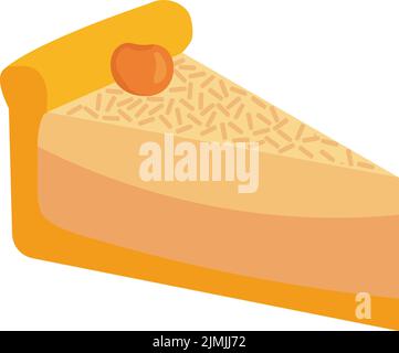 Ein Stück Herbstkuchen mit Schlagsahne und Kirsche. Stock Vektorgrafik isoliert auf einem weißen Hintergrund in flachen Cartoon-Stil auf Stock Vektor