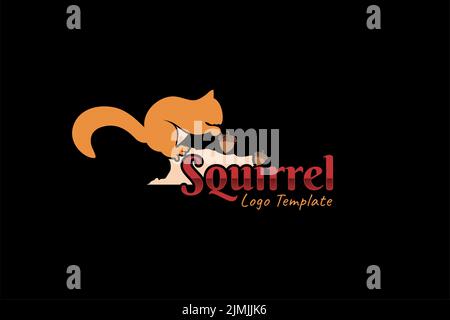 Eichhörnchen Typografie mit Eichhörnchen und Nüssen Illustration Design Inspiration Stock Vektor