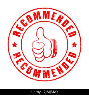 Rot empfohlene Vektorgrafik mit Gummistempel isoliert auf weißem Hintergrund. Empfohlene Stempel Clip Art. Empfohlener Aufdruck. Stock Vektor