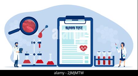 Vektor von Ärzten und Labor persönlichen sammeln Blut, um medizinische Bluttest durchzuführen, chemische Laboranalyse Stock Vektor