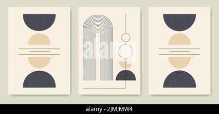 Minimalistische Linien und geometrische Elemente Posterset. Stock Vektor