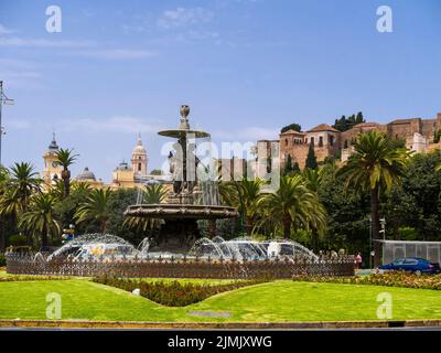 Plaza del General Torrijos mit dem Springbrunnen die drei Grazien Stockfoto