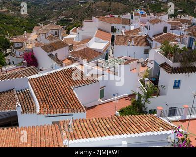 Die weißen Häuser im Dorf Frigiliana Stockfoto