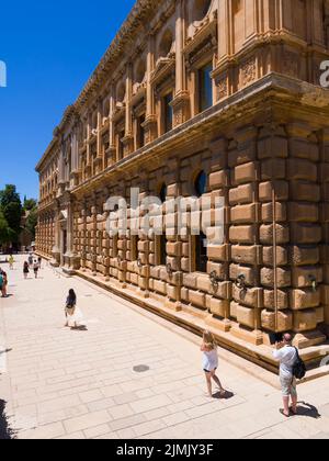 Palast von Karl V. Palacio de Carlos auf dem Gelände der Alhambra Stockfoto