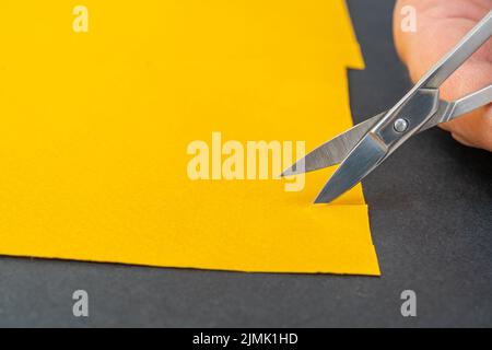 Kleine Metallschere zum Schneiden von Papier. Selbstgemachte Kunst Stockfoto