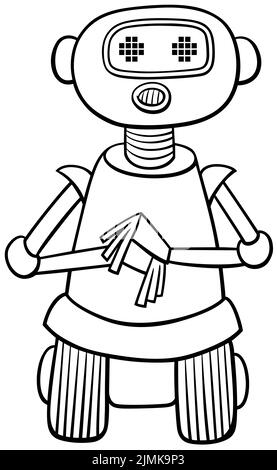 Cartoon lustige Roboter Fantasie Charakter Färbung Buch Seite Stockfoto