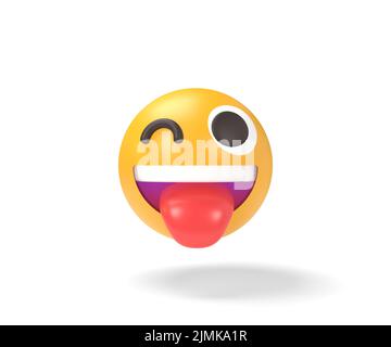 3D Illustration glücklich Emoji isoliert auf weißem Hintergrund Stockfoto