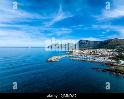 Luftaufnahme, Colonia de Sant Pere in der Nähe von Betlem, Region Arta, Mallorca, Balearen, Spanien Stockfoto