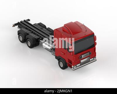 3D Darstellung logistischer Anhänger LKW oder LKW auf weißem Hintergrund Stockfoto