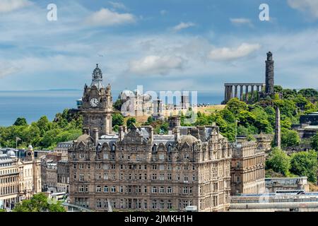 Blick auf Calton Hill vom Castle, Edinburgh, Mid-Lothian, Schottland Stockfoto