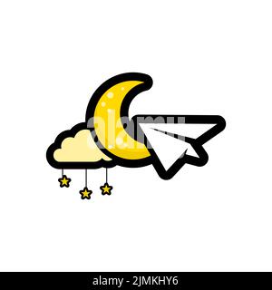 Design-Inspiration Für Papierflieger Und Crescent Moon Logo Stock Vektor
