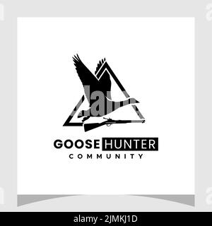Swan Goose And Gun Silhouette For Hunting Logo Design Inspiration Stock Vektor