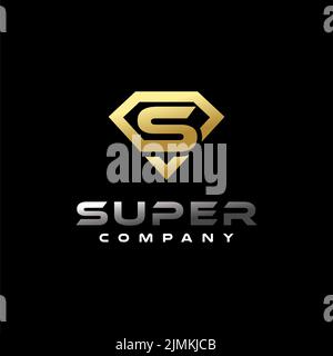 Diamond Letter S Super Logo Design Stock Vektor