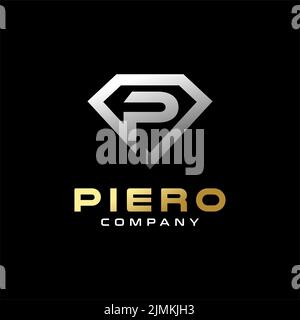 Silber mit Identity P Logo Design Stock Vektor