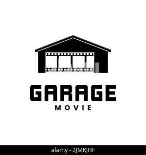 House Garage und Film Stripes für Filmproduktion Logo Design Stock Vektor