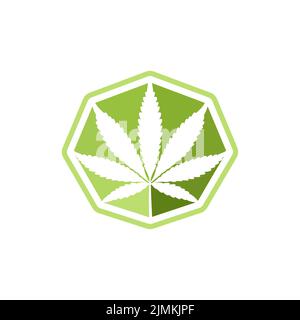 Design mit Cannabis, Pot Leaf, Hanf Label Logo Stock Vektor