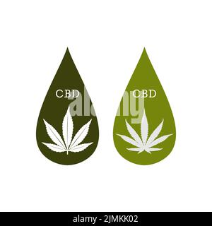 Wassertropfen Mit Marihuana Leaf Icon Logo Vektor Design Stock Vektor