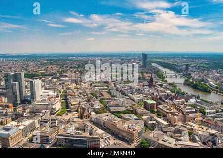 Frankfurt Deutschland, Blick auf die Skyline der Stadt und den Main Stockfoto