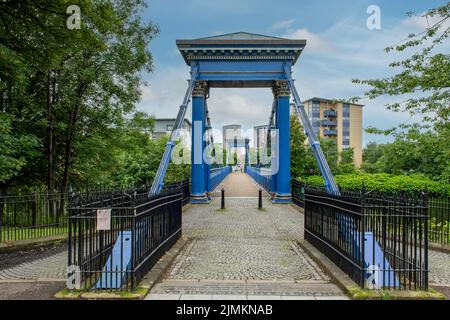 St Andrew's Suspension Bridge über den Clyde, Glasgow, Schottland Stockfoto