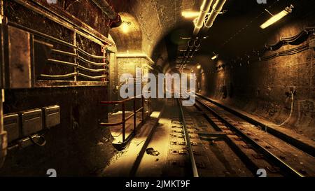 Licht in der Nacht im U-Bahn-Tunnel in der Altstadt Stockfoto