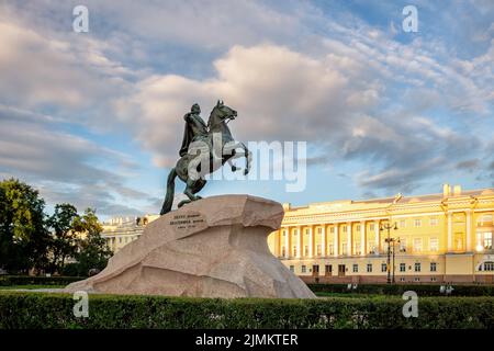 Bronze Horseman - ein Denkmal für Kaiser Peter den Großen in St. Petersburg auf dem Senatsplatz Stockfoto